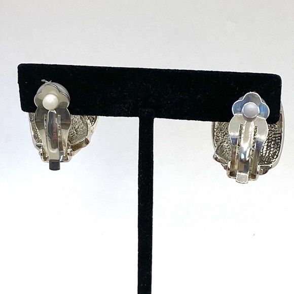 Clip Ons Clips Earrings Silver Tone Purple Maroon Enamel - Picture 6 of 11